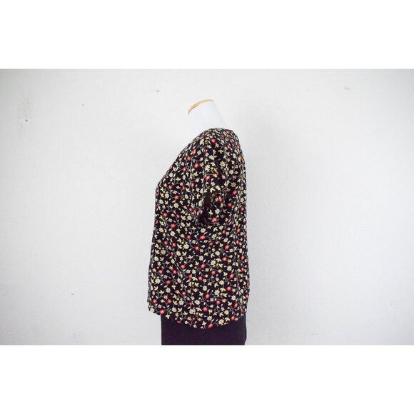 Vintage 80s‎ Handmade Polyester Dark  Floral Blouse - Picture 2 of 10